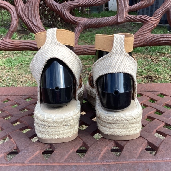 💋NWT BTQ Forever Platform Jute Vegan Suede Leopard Print Ankle Strap Sandal - Picture 6 of 10